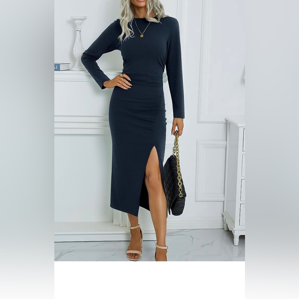 Long sleeve slit dress